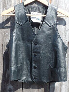PIONEER Wear Women's VEST Vintage Black Leather USA SIZE 38 MEDIUM